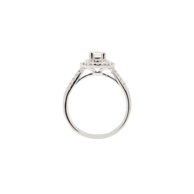 Diamond and Platinum Double Halo Cluster Engagement Ring