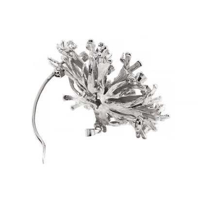 18 Carat White Gold Old Cut Diamond Coral Pendant Brooch