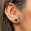 1.94 Carat Ruby and Diamond 18 Carat White and Yellow Gold Cluster Stud Earrings