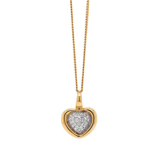 Diamond 18 Carat Yellow and White Gold Heart Pendant and Chain