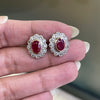 1.94 Carat Ruby and Diamond 18 Carat White and Yellow Gold Cluster Stud Earrings