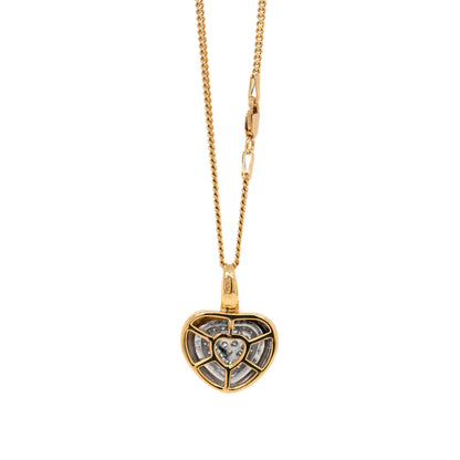 Diamond 18 Carat Yellow and White Gold Heart Pendant and Chain