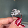 Old Cut Diamond 14 Carat White Gold Twist Leaf Design Cluster Dress Ring