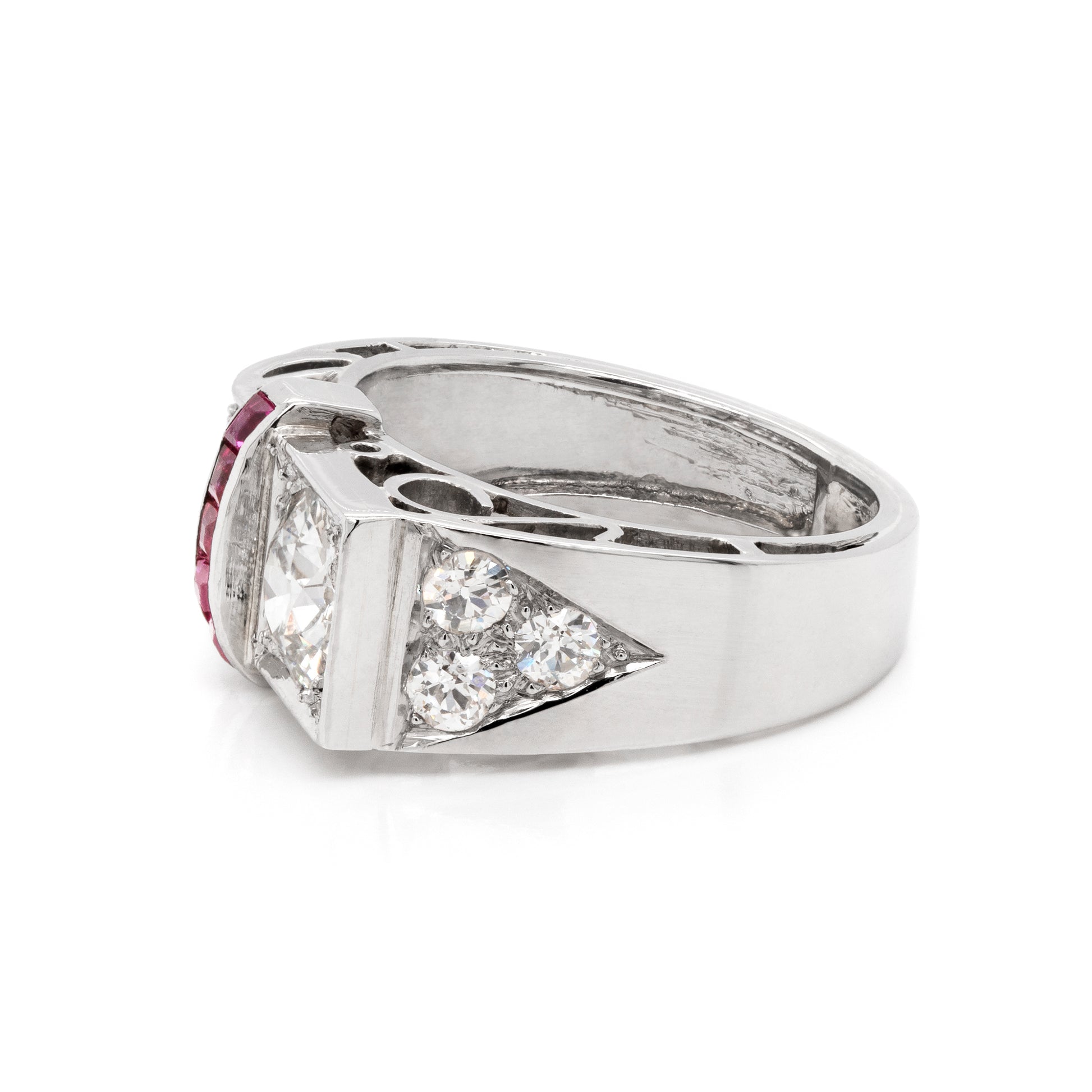 art deco diamond ring with rubies