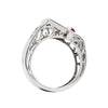 0.83 Carat Old European Cut Diamond and Ruby Platinum Engagement Ring, Circa 1950s