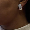 Diamond and 18 Carat White Gold Wide Lever-Back Earrings