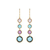 Mappin & Webb 18 Carat Yellow Gold Blue Topaz and Amethyst Drop Earrings