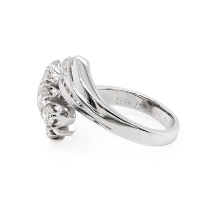 Vintage Diamond 18 Carat White Gold Crossover Dress Ring