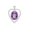 Oval Amethyst and Diamond 18 Carat White Gold Heart Pendant