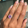 1.54ct Pink Sapphire and Diamond Halo 18K White Gold Cluster Engagement Ring
