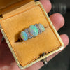 Antique Opal and Old Mine Cut Diamond 18 Carat Gold Three-Stone Ring