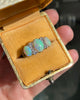 Antique Opal and Old Mine Cut Diamond 18 Carat Gold Three-Stone Ring