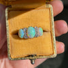 Antique Opal and Old Mine Cut Diamond 18 Carat Gold Three-Stone Ring