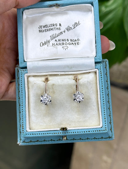 14ct Rose and White Gold 0.54 Carat Diamond Drop Earrings