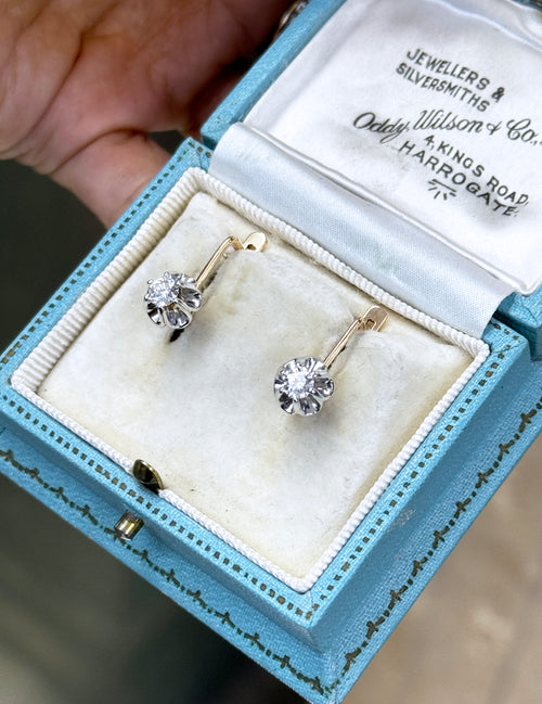 14ct Rose and White Gold 0.54 Carat Diamond Drop Earrings