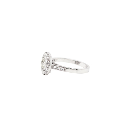 Vintage Inspired Round Old Cut Diamond 18 Carat White Gold Cluster Ring