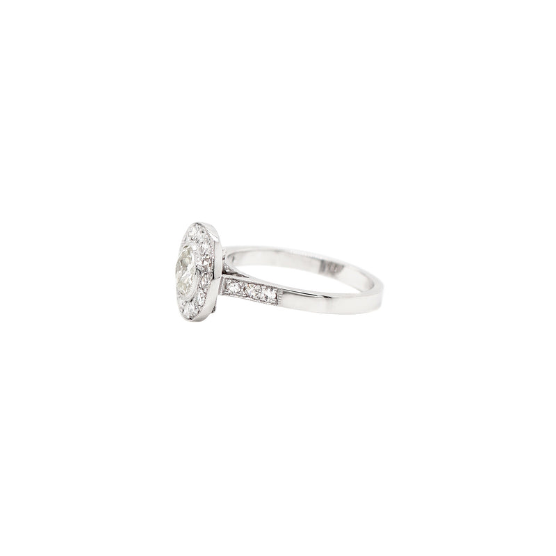 Vintage Inspired Round Old Cut Diamond 18 Carat White Gold Cluster Ring