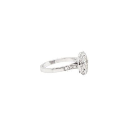 Vintage Inspired Round Old Cut Diamond 18 Carat White Gold Cluster Ring - Tobi Gem Setting
