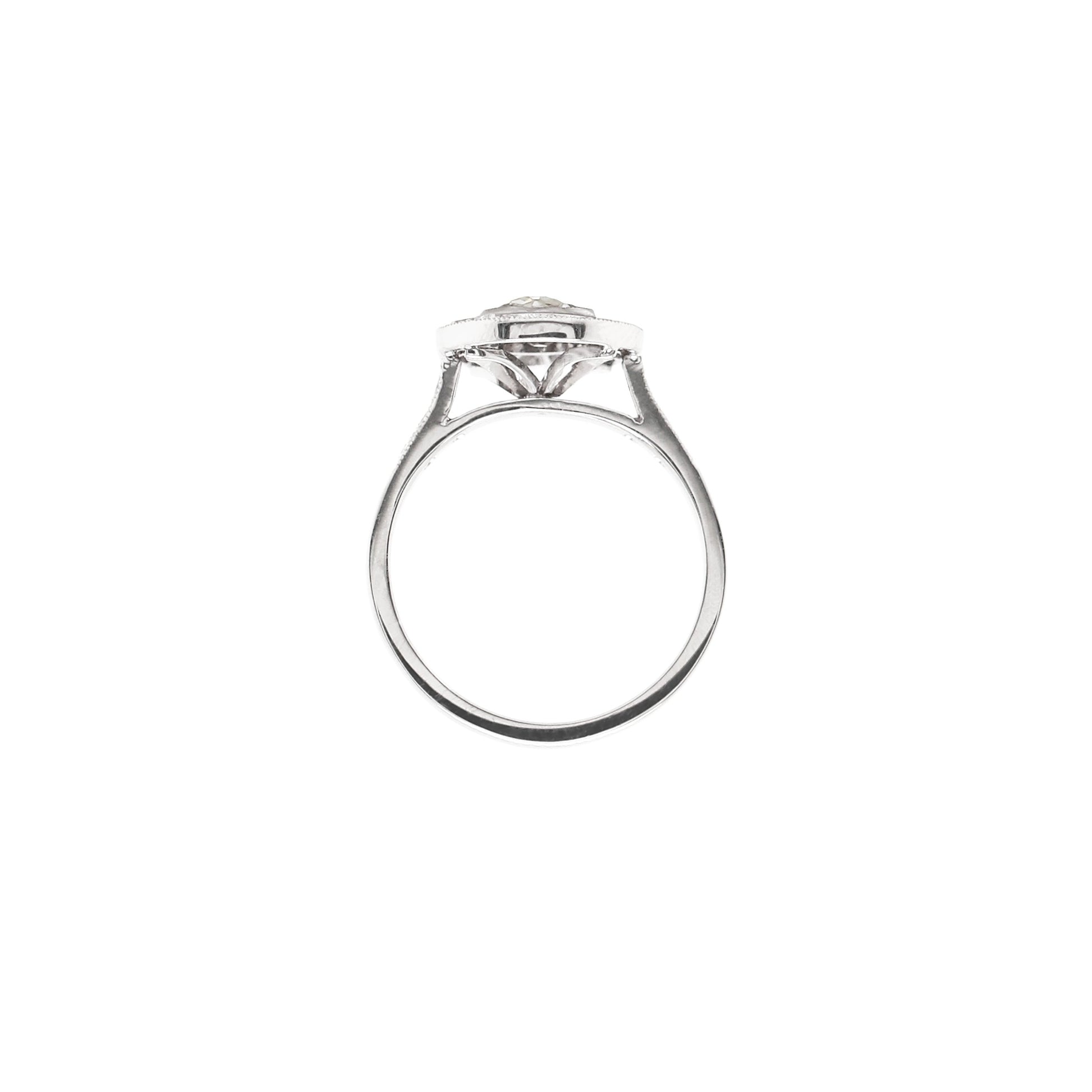 Vintage Inspired Round Old Cut Diamond 18 Carat White Gold Cluster Ring - Tobi Gem Setting