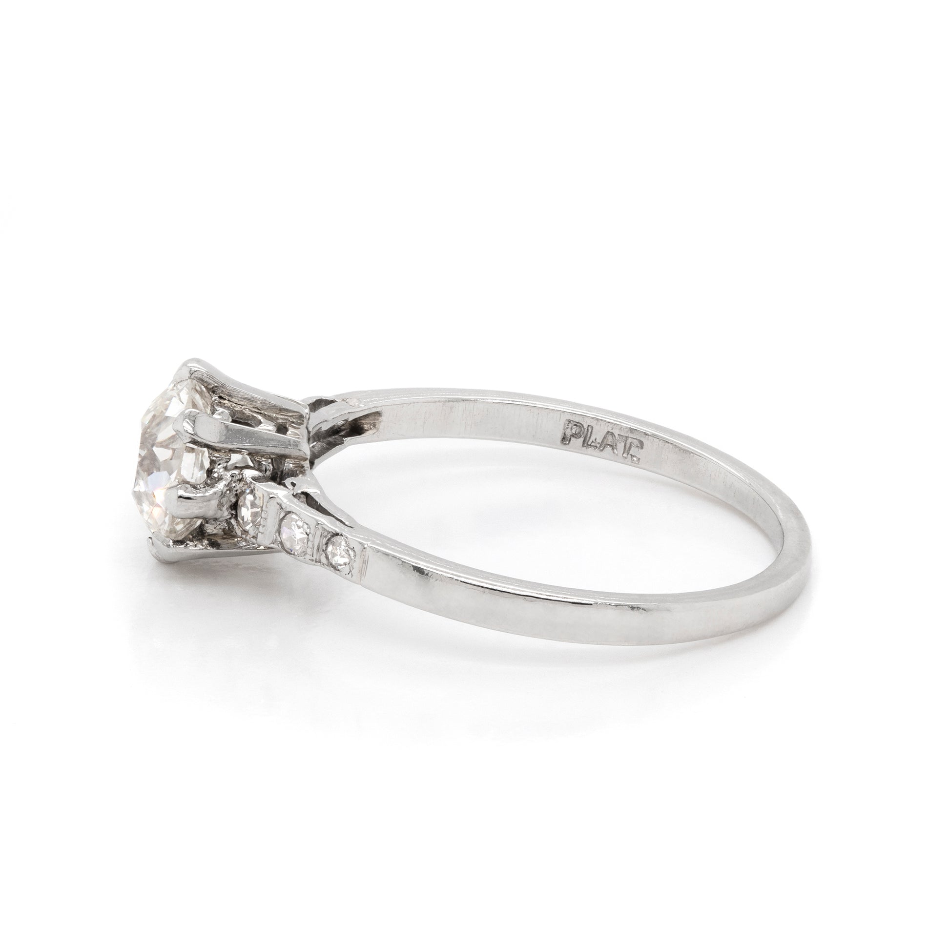 diamond antique ring stamped plat 1920's