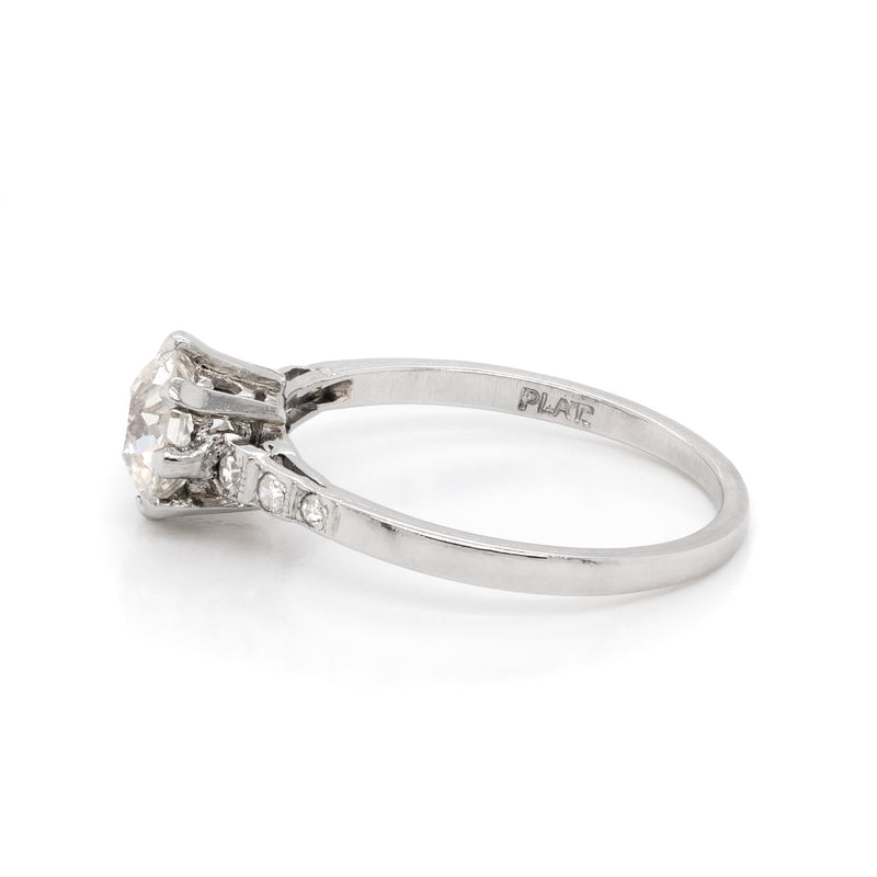 Antique 1.15 Carat Old Cut Diamond Platinum Engagement Ring, Circa 1920s