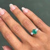 1.62ct Oval Emerald and 0.47ct Diamond Three Stone Platinum Ring