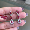 Ruby and Diamond 18 Carat Gold Drop Earrings