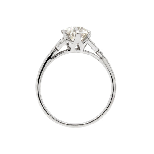 0.95 Carat Old Cut Diamond Platinum Engagement Ring, Circa 2000s