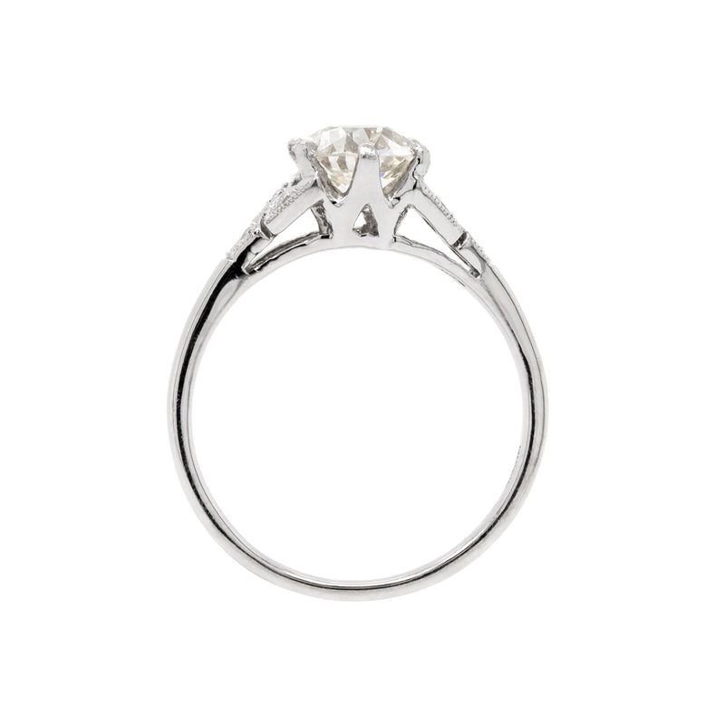0.95 Carat Old Cut Diamond Platinum Engagement Ring, Circa 2000s