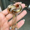 Diamond & 18 Carat Gold Knot Ribbon Brooch with Dangle Snake Chain Fringe Drops