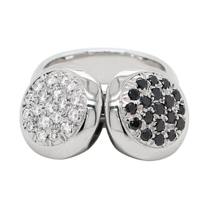 Black and White Diamond 18 Carat White Gold Dangling Charms Cocktail Ring - Tobi Gem Setting