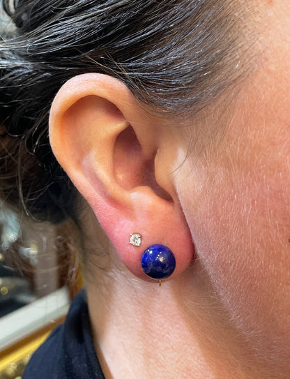 c.1970's Tiffany&Co. Onyx, Tiger Eye, Carnelian & Lapis Lazuli 14K Gold Earrings