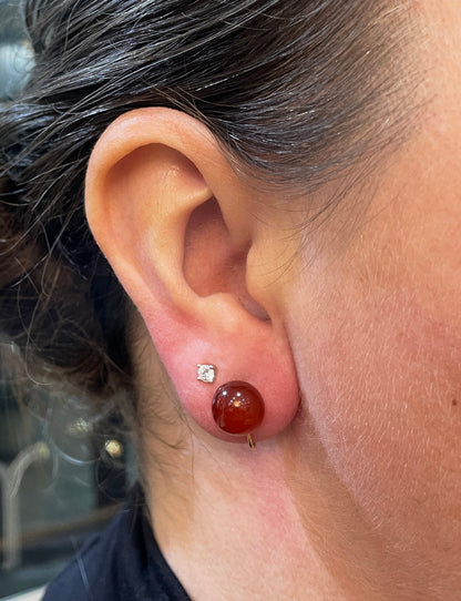 c.1970's Tiffany&Co. Onyx, Tiger Eye, Carnelian & Lapis Lazuli 14K Gold Earrings