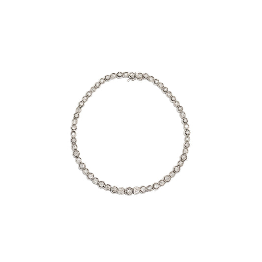 Vintage Old Cut Diamond and Platinum Graduated Tennis Bracelet, circa 1930s