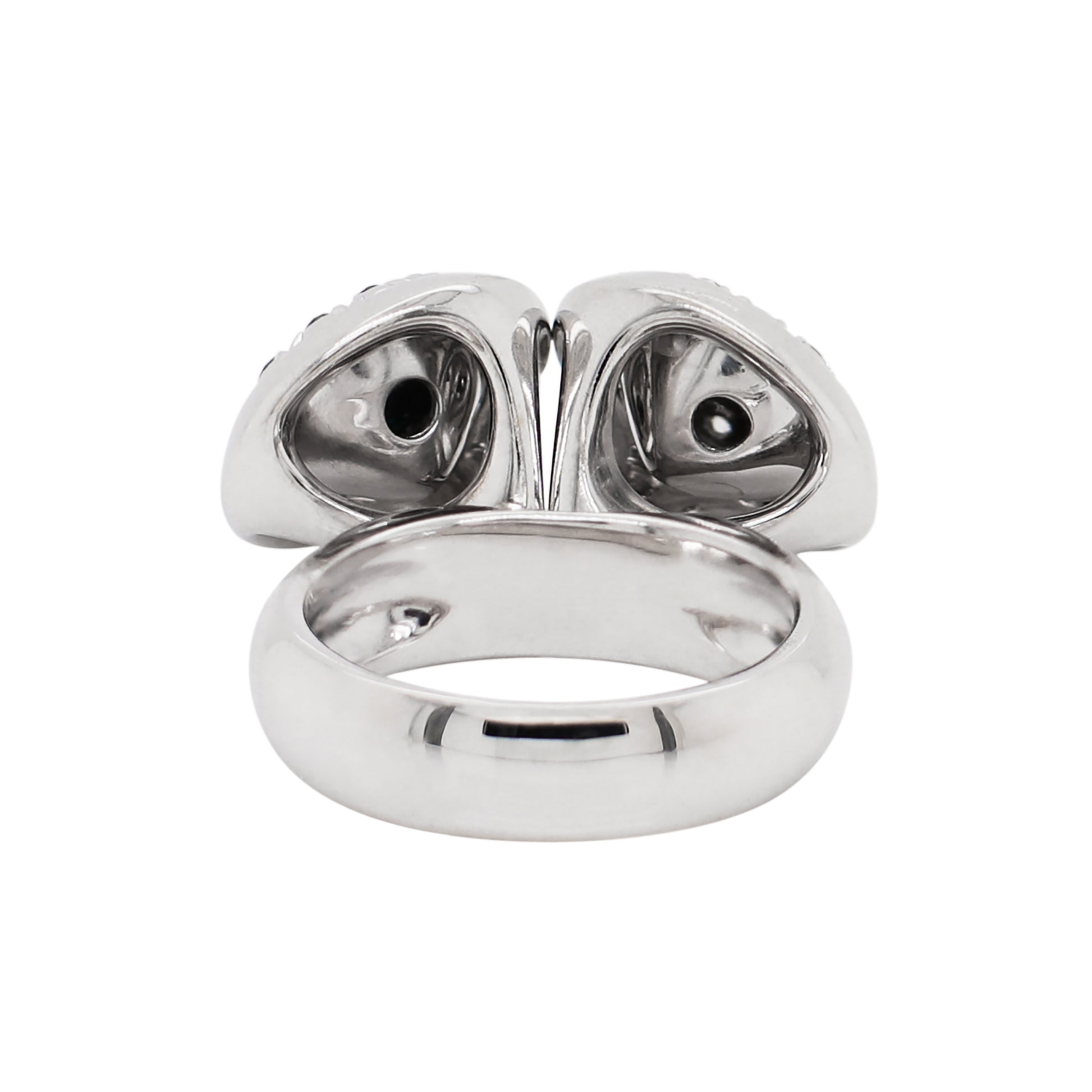 Black and White Diamond 18 Carat White Gold Dangling Charms Cocktail Ring - Tobi Gem Setting