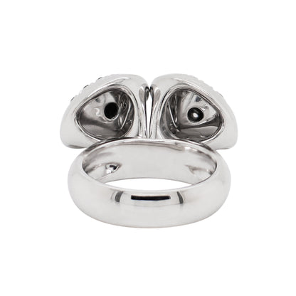 Black and White Diamond 18 Carat White Gold Dangling Charms Cocktail Ring - Tobi Gem Setting