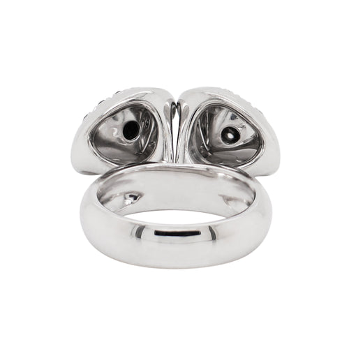 Black and White Diamond 18 Carat White Gold Dangling Charms Cocktail Ring