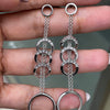Diamond 18 Carat White Gold Chain Circle Drop Earrings