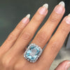 14.46 Carat Crisscut Shape Aquamarine and Diamond 14K White Gold Cocktail Ring