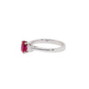 Natural Unheated Oval Ruby and Diamond 18 Carat Gold Three Stone Engagement Ring