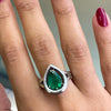 2.72 Carat Pear Shaped Emerald Platinum Ring