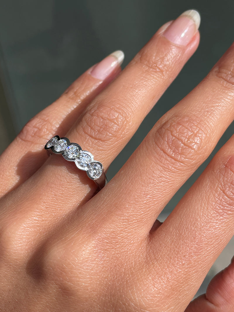 1.20 Carat Diamond Rubover Set Platinum Half Eternity Band Ring