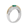 Emerald and Diamond Bombé Cluster 18 Carat Gold Dress Ring