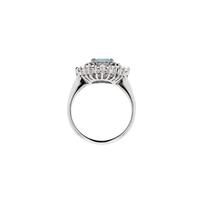 1.29ct Aquamarine and Diamond 18 Carat White Gold Ballerina Cluster Ring