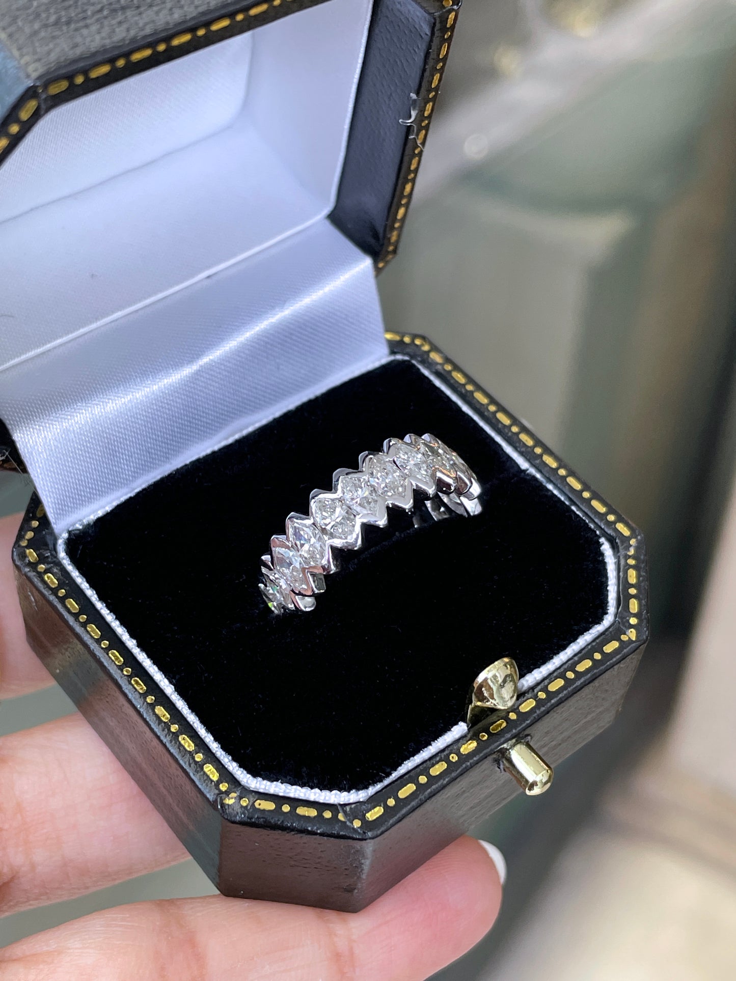 Marquise Diamond 18 Carat White Gold Full Eternity Band Ring