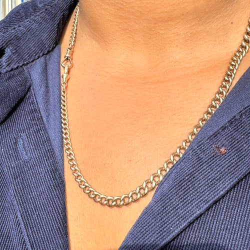 Antique 9 Carat Rose Gold Albert Chain With Two 'Dog' Clasps