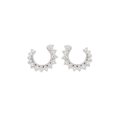Diamond and 18 Carat White Gold Swirl Stud Earrings