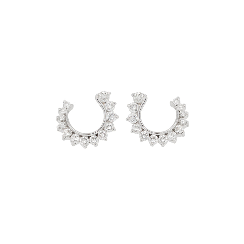 Diamond and 18 Carat White Gold Swirl Stud Earrings