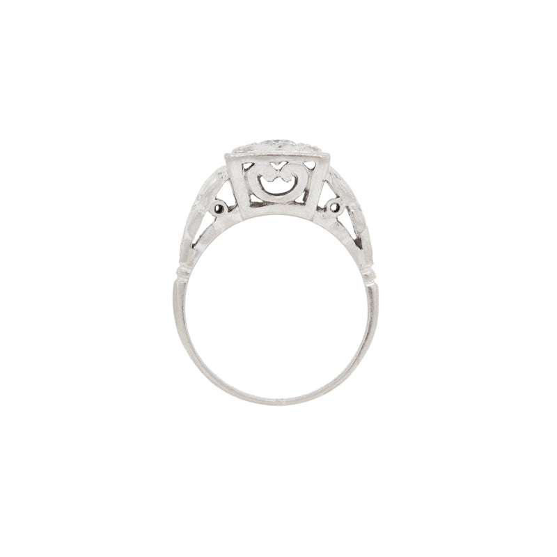 Antique Old Cut Diamond and Platinum Hand Carved Cluster Dress Ring, circa 1920s