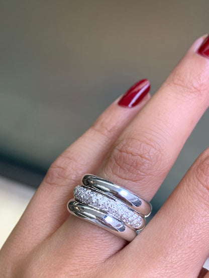 Pavé Diamond 18 Carat White Gold Wide Band Ring